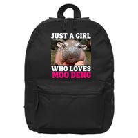 Moo Deng Just A Girl Who Loves Moo Deng Cute Baby Hippo 16 in Basic Backpack