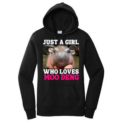 Moo Deng Just A Girl Who Loves Moo Deng Cute Baby Hippo Women's Pullover Hoodie