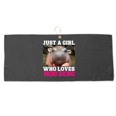 Moo Deng Just A Girl Who Loves Moo Deng Cute Baby Hippo Large Microfiber Waffle Golf Towel