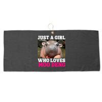 Moo Deng Just A Girl Who Loves Moo Deng Cute Baby Hippo Large Microfiber Waffle Golf Towel