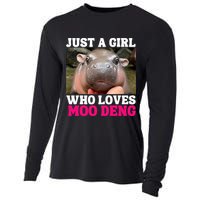 Moo Deng Just A Girl Who Loves Moo Deng Cute Baby Hippo Cooling Performance Long Sleeve Crew