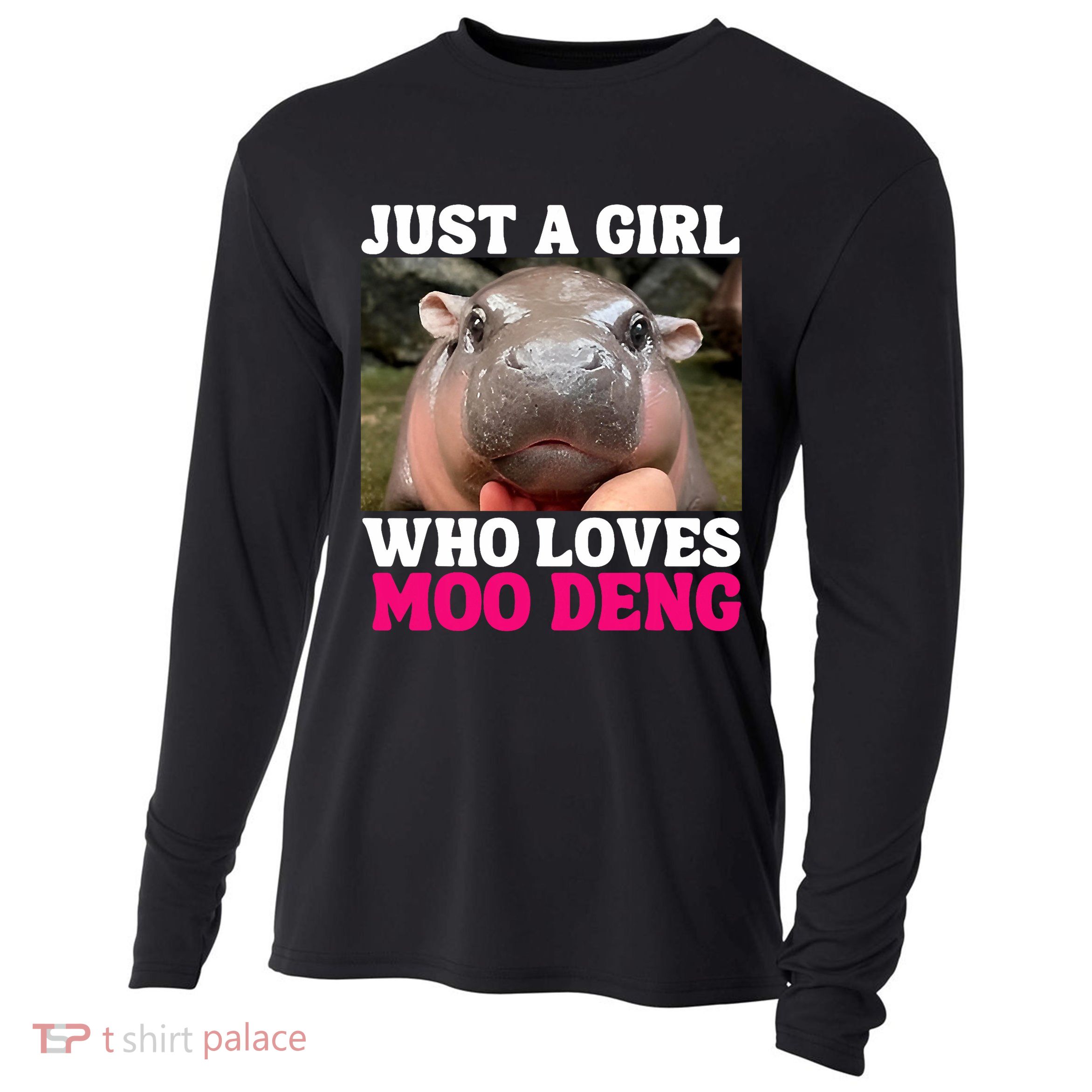 Moo Deng Just A Girl Who Loves Moo Deng Cute Baby Hippo Cooling Performance Long Sleeve Crew