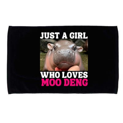 Moo Deng Just A Girl Who Loves Moo Deng Cute Baby Hippo Microfiber Hand Towel