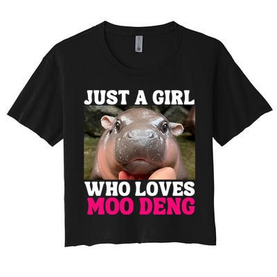 Moo Deng Just A Girl Who Loves Moo Deng Cute Baby Hippo Crop Top