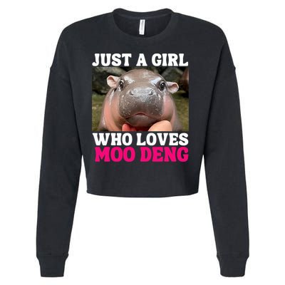 Moo Deng Just A Girl Who Loves Moo Deng Cute Baby Hippo Cropped Pullover Crew