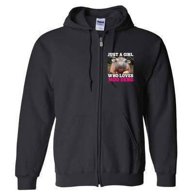 Moo Deng Just A Girl Who Loves Moo Deng Cute Baby Hippo Full Zip Hoodie
