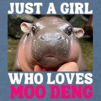 Moo Deng Just A Girl Who Loves Moo Deng Cute Baby Hippo Garment-Dyed Sweatshirt