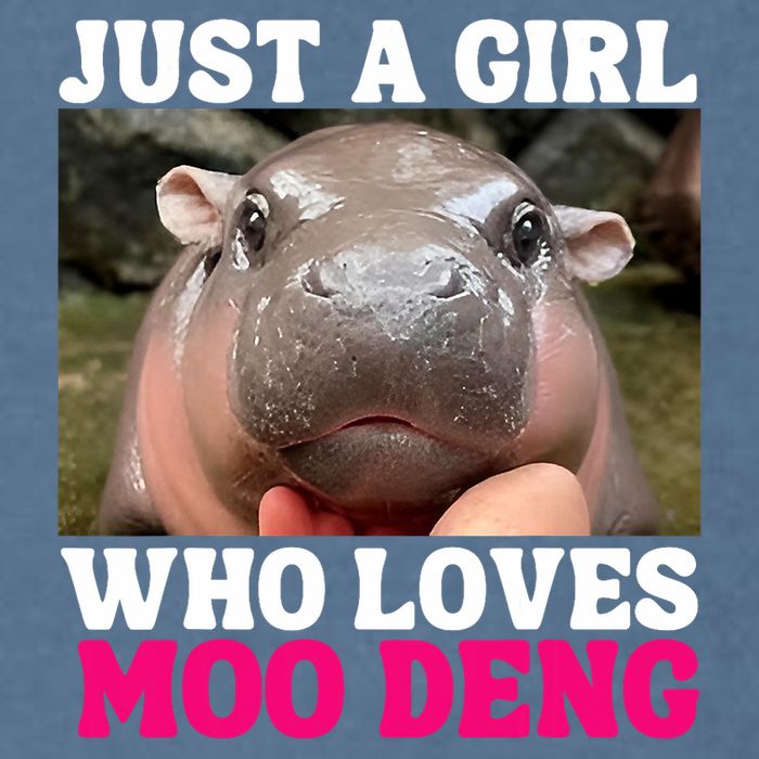 Moo Deng Just A Girl Who Loves Moo Deng Cute Baby Hippo Garment-Dyed Sweatshirt