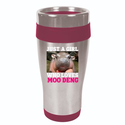 Moo Deng Just A Girl Who Loves Moo Deng Cute Baby Hippo 16oz Travel Tumbler