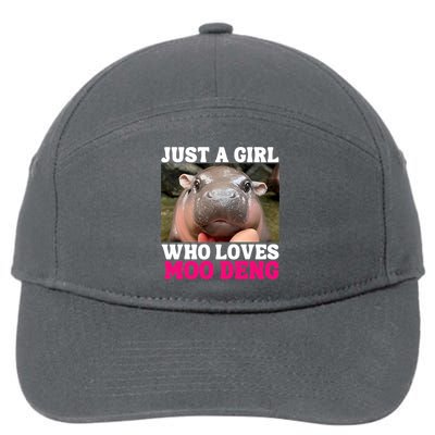 Moo Deng Just A Girl Who Loves Moo Deng Cute Baby Hippo 7-Panel Snapback Hat