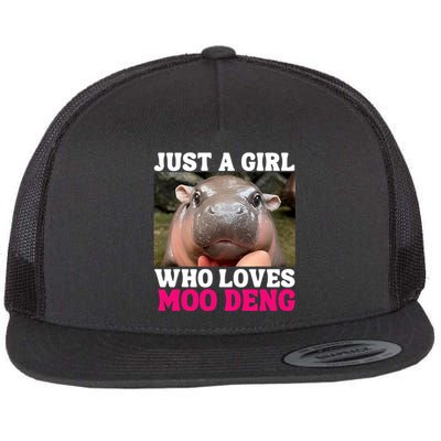 Moo Deng Just A Girl Who Loves Moo Deng Cute Baby Hippo Flat Bill Trucker Hat