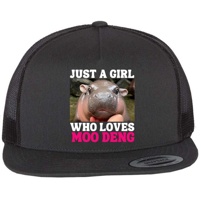 Moo Deng Just A Girl Who Loves Moo Deng Cute Baby Hippo Flat Bill Trucker Hat