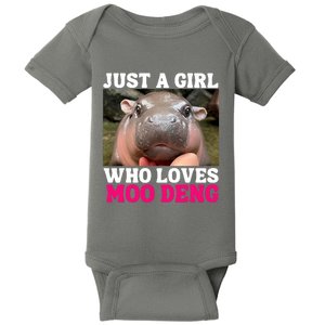 Moo Deng Just A Girl Who Loves Moo Deng Cute Baby Hippo Baby Bodysuit