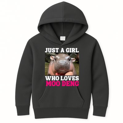 Moo Deng Just A Girl Who Loves Moo Deng Cute Baby Hippo Kids Hoodie
