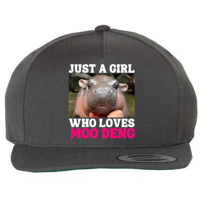 Moo Deng Just A Girl Who Loves Moo Deng Cute Baby Hippo Wool Snapback Cap