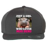 Moo Deng Just A Girl Who Loves Moo Deng Cute Baby Hippo Wool Snapback Cap