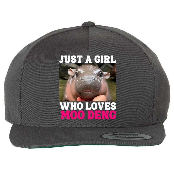 Moo Deng Just A Girl Who Loves Moo Deng Cute Baby Hippo Wool Snapback Cap
