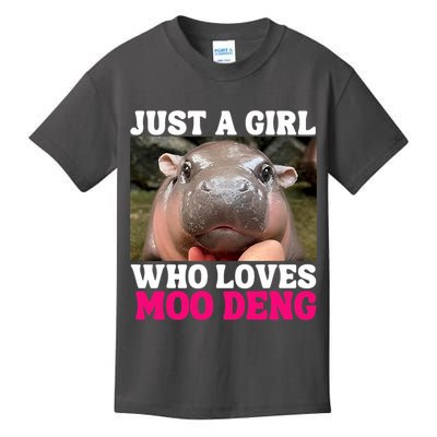 Moo Deng Just A Girl Who Loves Moo Deng Cute Baby Hippo Kids T-Shirt