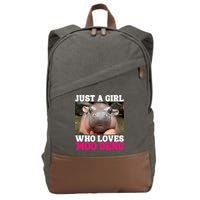 Moo Deng Just A Girl Who Loves Moo Deng Cute Baby Hippo Cotton Canvas Backpack