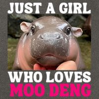 Moo Deng Just A Girl Who Loves Moo Deng Cute Baby Hippo Cotton Canvas Backpack
