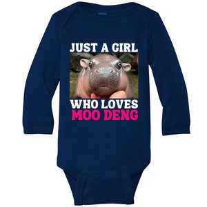 Moo Deng Just A Girl Who Loves Moo Deng Cute Baby Hippo Baby Long Sleeve Bodysuit