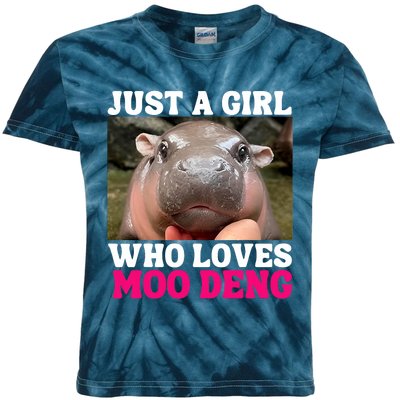 Moo Deng Just A Girl Who Loves Moo Deng Cute Baby Hippo Kids Tie-Dye T-Shirt