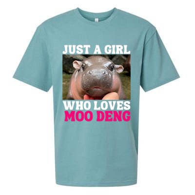 Moo Deng Just A Girl Who Loves Moo Deng Cute Baby Hippo Sueded Cloud Jersey T-Shirt