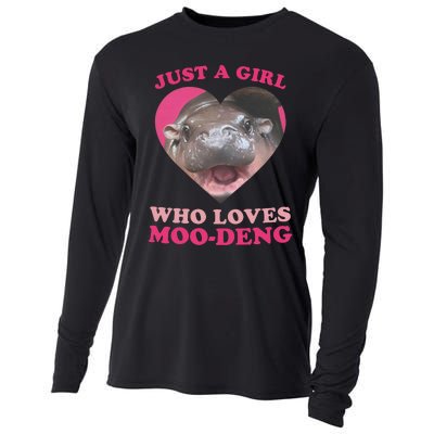 Moo Deng Just A Girl Who Loves Moo Deng Baby Hippo Meme Cooling Performance Long Sleeve Crew