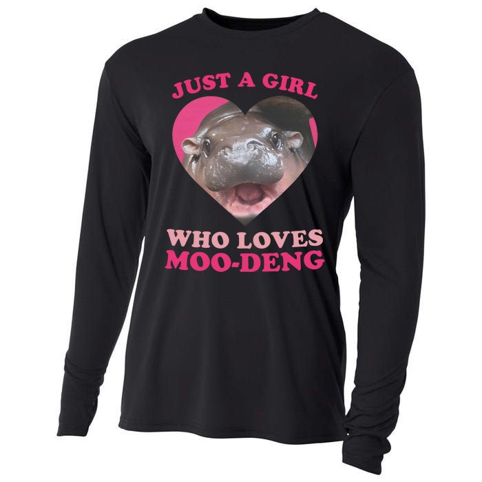 Moo Deng Just A Girl Who Loves Moo Deng Baby Hippo Meme Cooling Performance Long Sleeve Crew