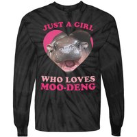 Moo Deng Just A Girl Who Loves Moo Deng Baby Hippo Meme Tie-Dye Long Sleeve Shirt