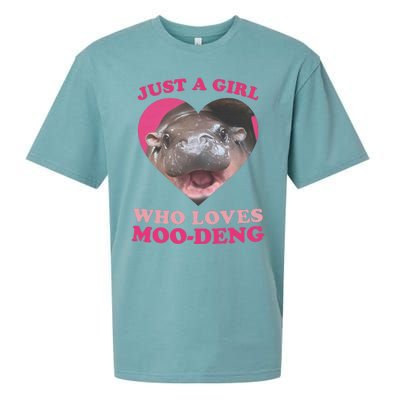 Moo Deng Just A Girl Who Loves Moo Deng Baby Hippo Meme Sueded Cloud Jersey T-Shirt