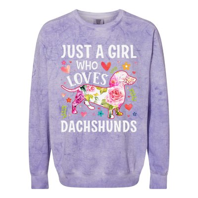 MotherS Day Just A Girl Who Loves Dachshunds Colorblast Crewneck Sweatshirt