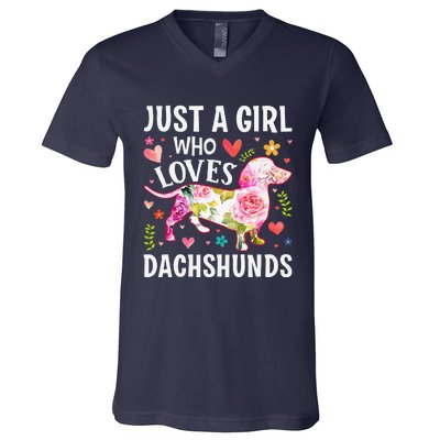 MotherS Day Just A Girl Who Loves Dachshunds V-Neck T-Shirt