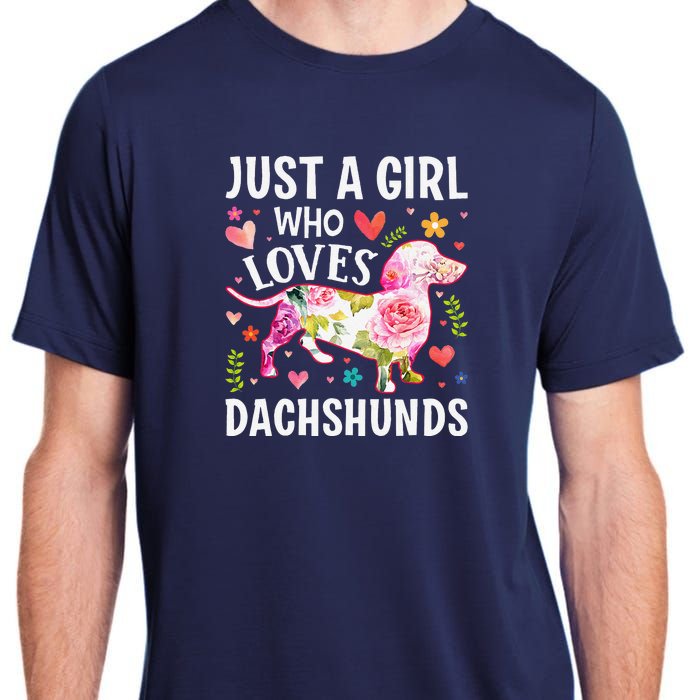 MotherS Day Just A Girl Who Loves Dachshunds Adult ChromaSoft Performance T-Shirt