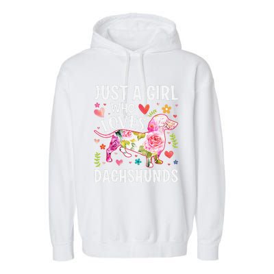 MotherS Day Just A Girl Who Loves Dachshunds Garment-Dyed Fleece Hoodie