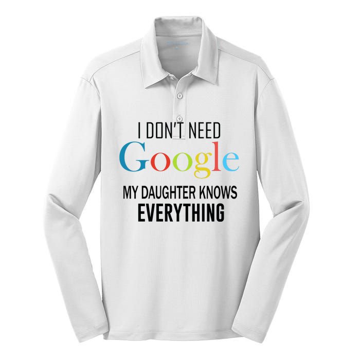 My Daughter Knows Everything Silk Touch Performance Long Sleeve Polo