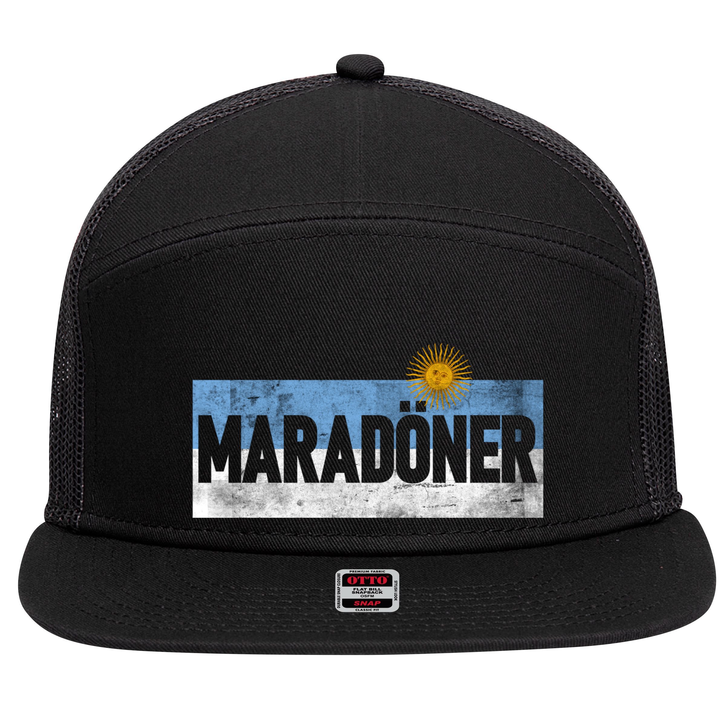 MaradöNer Doner Kebab Argentina Vintage Funny Gift 7 Panel Mesh Trucker Snapback Hat