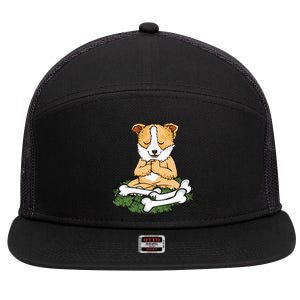 Meditating Dog Lover Yoga Corgi Dog Meditation Great Gift 7 Panel Mesh Trucker Snapback Hat