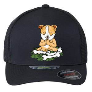 Meditating Dog Lover Yoga Corgi Dog Meditation Great Gift Flexfit Unipanel Trucker Cap