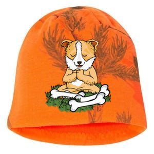 Meditating Dog Lover Yoga Corgi Dog Meditation Great Gift Kati - Camo Knit Beanie