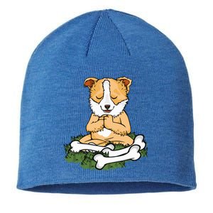 Meditating Dog Lover Yoga Corgi Dog Meditation Great Gift Sustainable Beanie