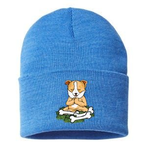 Meditating Dog Lover Yoga Corgi Dog Meditation Great Gift Sustainable Knit Beanie