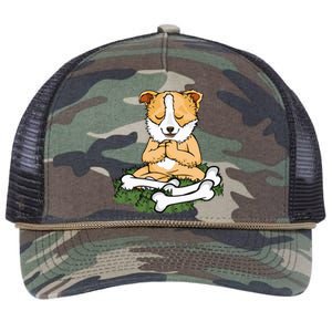 Meditating Dog Lover Yoga Corgi Dog Meditation Great Gift Retro Rope Trucker Hat Cap