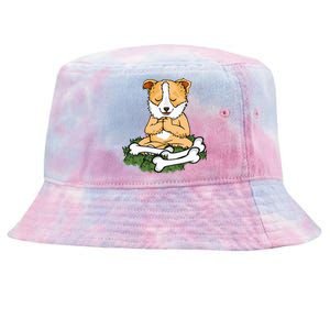 Meditating Dog Lover Yoga Corgi Dog Meditation Great Gift Tie-Dyed Bucket Hat