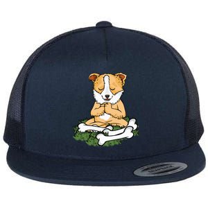 Meditating Dog Lover Yoga Corgi Dog Meditation Great Gift Flat Bill Trucker Hat