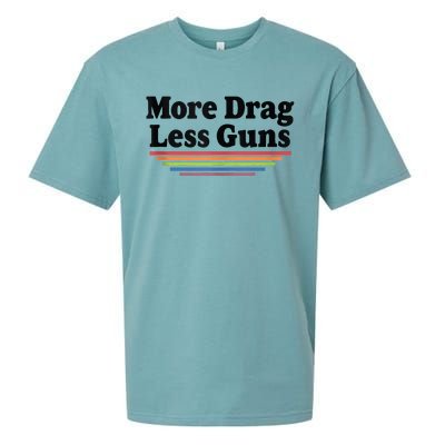 More Drag Less Guns LGBTQ Retro Drag Queen Support Sueded Cloud Jersey T-Shirt