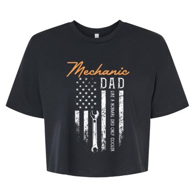 Mechanic Dad Like A Normal Dad Only Cooler USA Flag Bella+Canvas Jersey Crop Tee