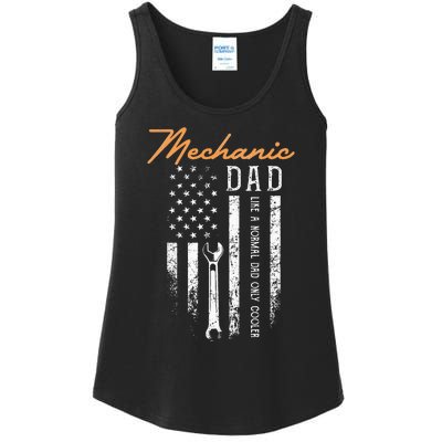 Mechanic Dad Like A Normal Dad Only Cooler USA Flag Ladies Essential Tank