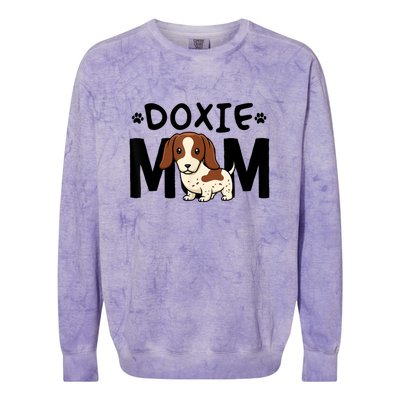 Mama Dog Lover Piebald Dachshund Mom Doxie Gift Colorblast Crewneck Sweatshirt