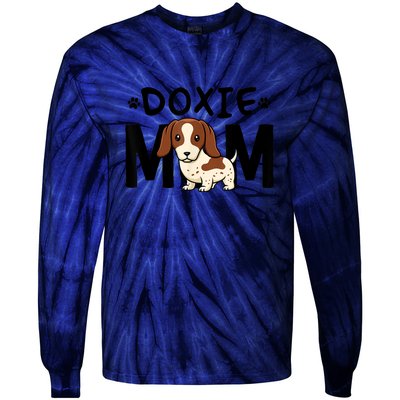 Mama Dog Lover Piebald Dachshund Mom Doxie Gift Tie-Dye Long Sleeve Shirt